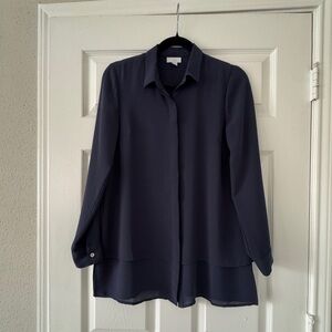 J.Jill Navy Button-Up Blouse Size XS